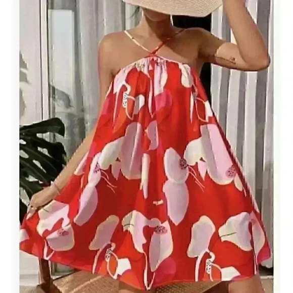 SheIn Dresses & Skirts - Shein VCay Allover Print Cami Dress Orange Size Small